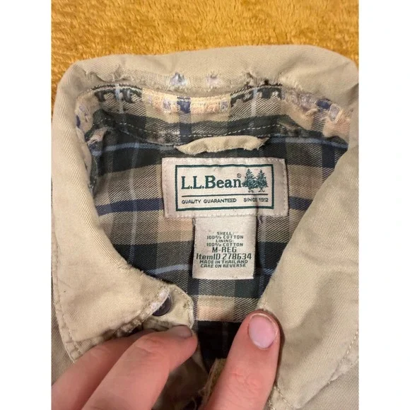 LL Bean Corduroy Shirt Jacket Men's M Plaid Flannel Lined Brown Chore Coat VTG - Picture 4 of 16